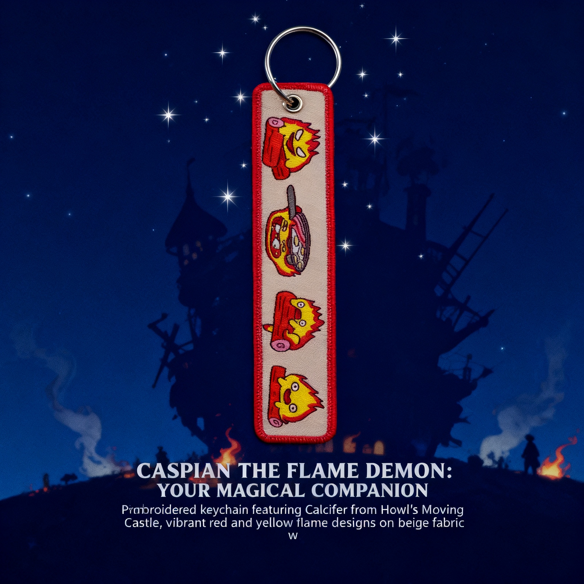 Anime Cosplay Face - Anime Fire Embroidery Key Fobs Cute