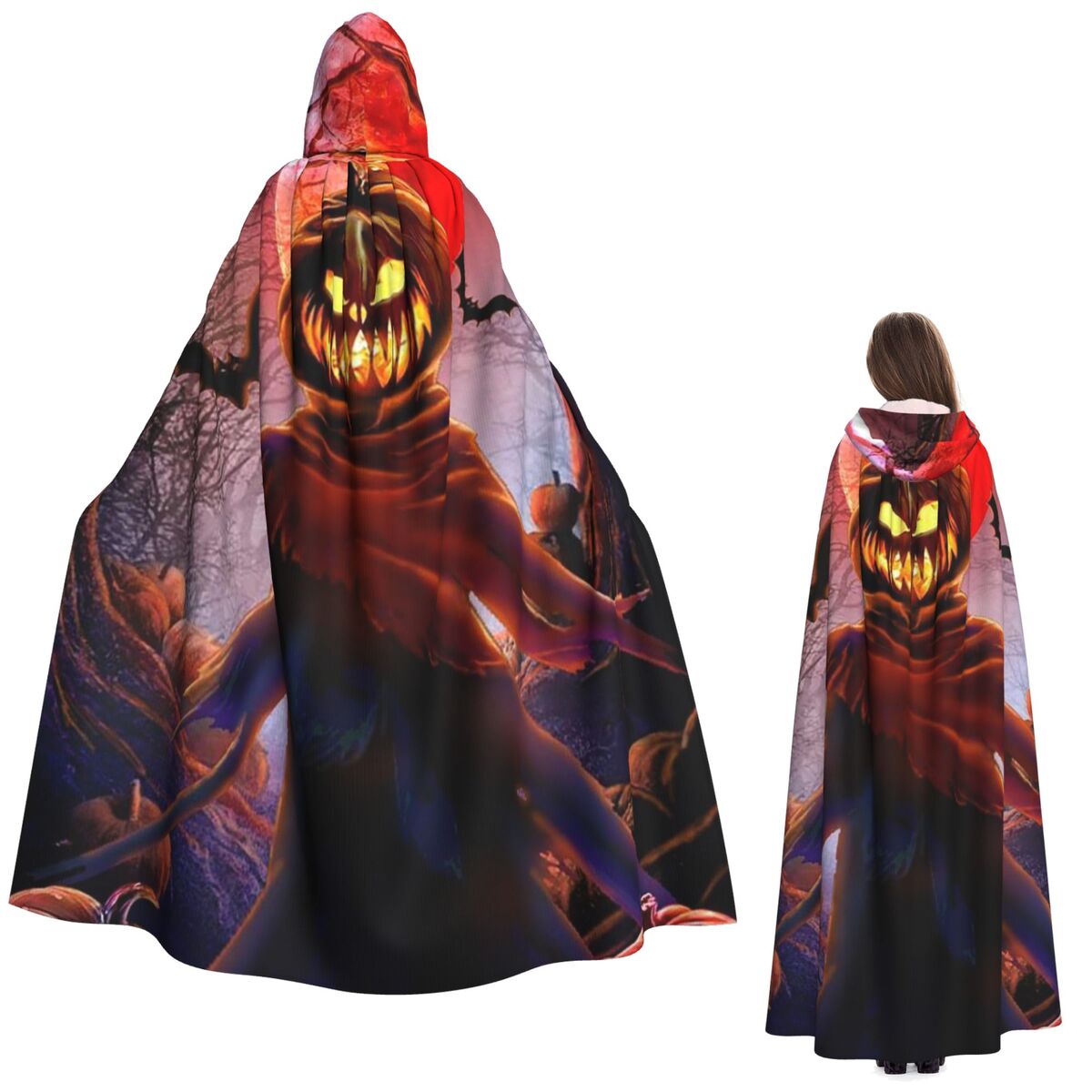 Anime Cosplay Face - Jack-O'-Lantern Face And Bats Design Long