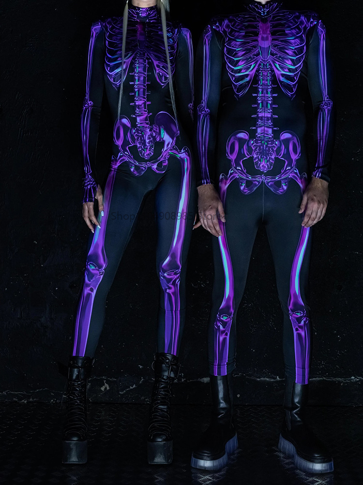 Anime Cosplay Couple - Human Skeleton Skull Zentai Suit Halloween