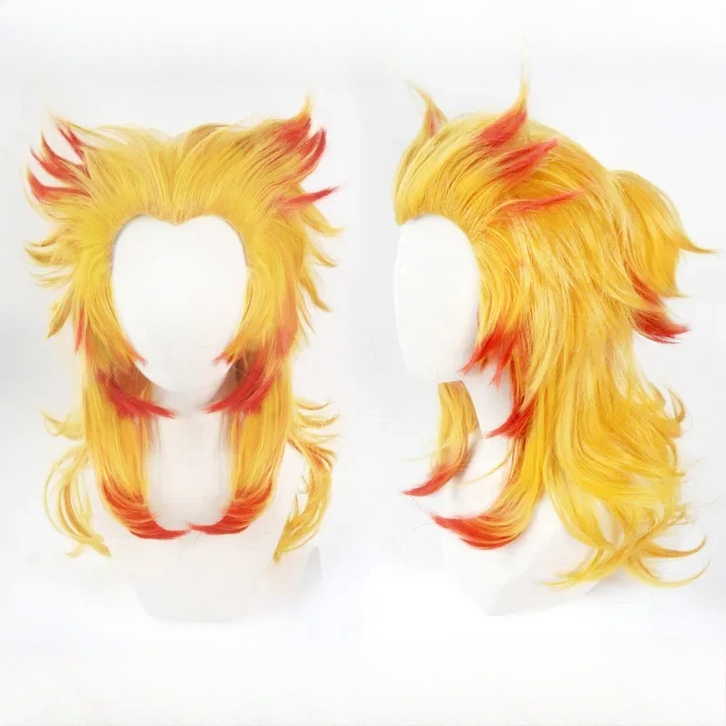 Rengoku Kyoujurou Wig Kimetsu  - مراجعة Anime Cosplay Red Hair وسعره
