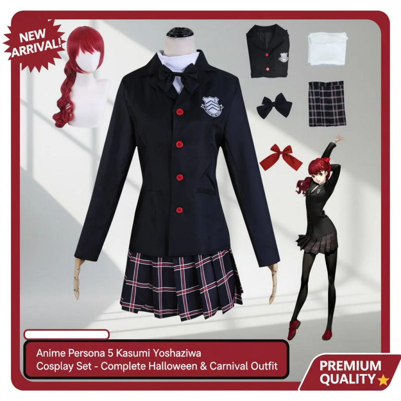 ▶❤Persona 5 Kasumi Yoshizawa C - مراجعة Anime Cosplay Red Hair وسعره