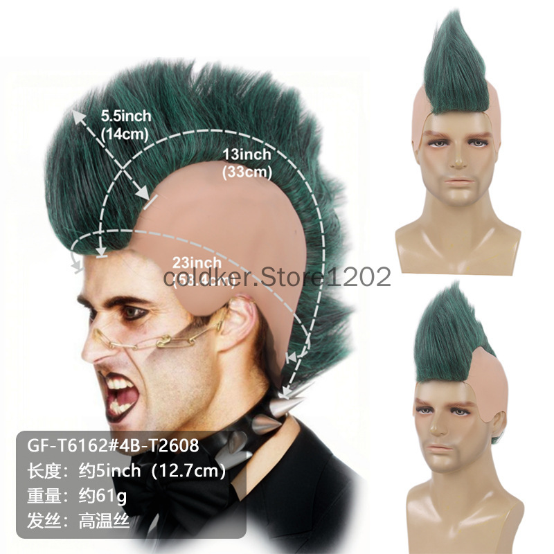 Men's Punk Mohawk Spiky Wig Re - مراجعة Anime Cosplay Red Hair وسعره