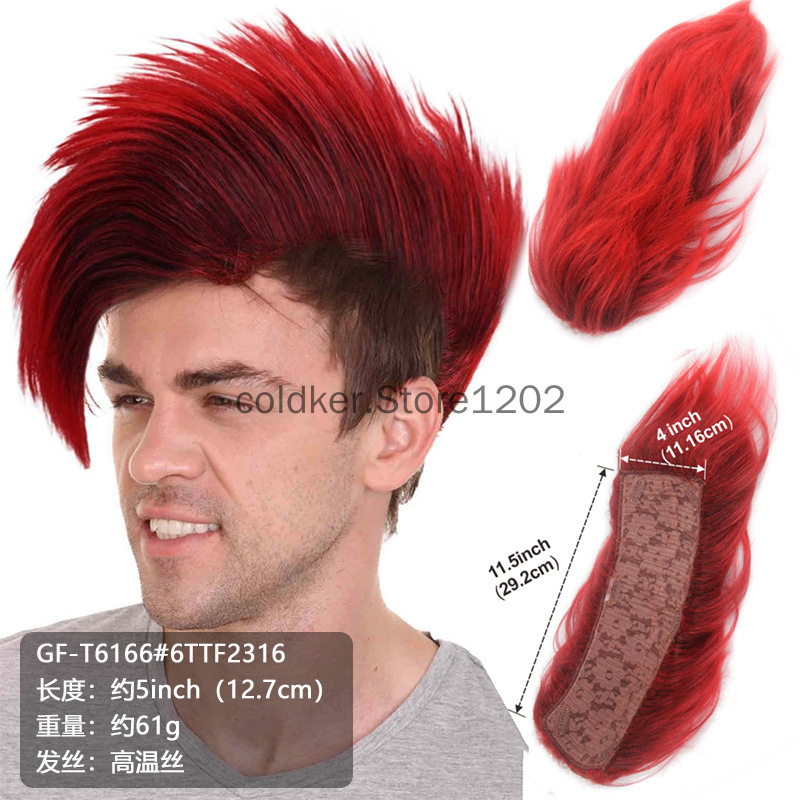 Men's Punk Mohawk Spiky Wig Re - مراجعة Anime Cosplay Red Hair وسعره