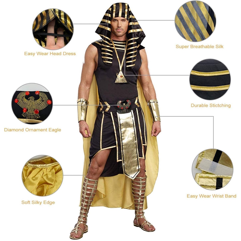 Men Egyptian Costume Set 7 Pcs - مراجعة Egypt Cosplay Anime وسعره